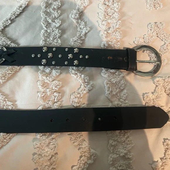 Two Harley-Davidson Black Belts with Silver Accents - Picture 4 of 6